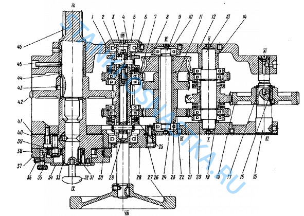 Шестерня ходового вала с втулками 1К62Д 020.053/024/025