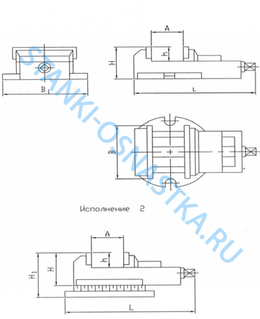 Тиски станочные неповоротные ГМ-7220Н-02 / 7200-0219-02 (А=200мм) чугун