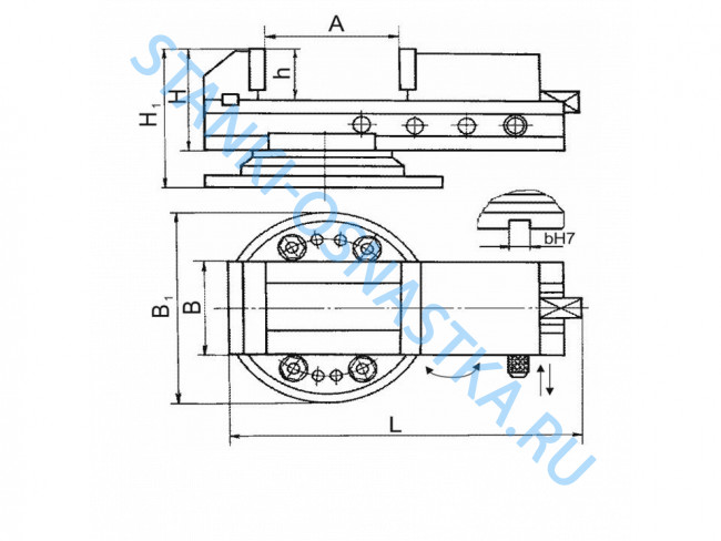 Тиски станочные поворотные 7200-3223 (А=320мм; В=250мм) Тиски станочные поворотные 7200-3223 (А=320мм; В=250мм)