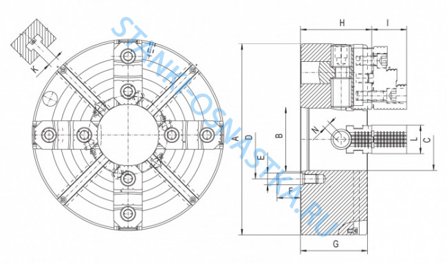 Патрон токарный БЗСП 4-х кул. 7103-0021 d=500мм