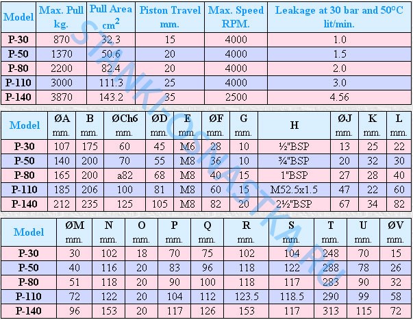 Зажимные цилиндры Серия P Pragati / Прагати