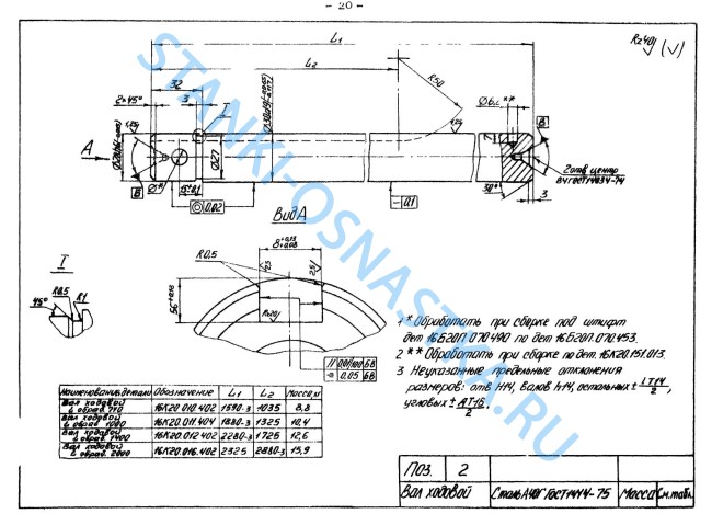 Вал ходовой 16К20.012.402 (РМЦ 1400мм)