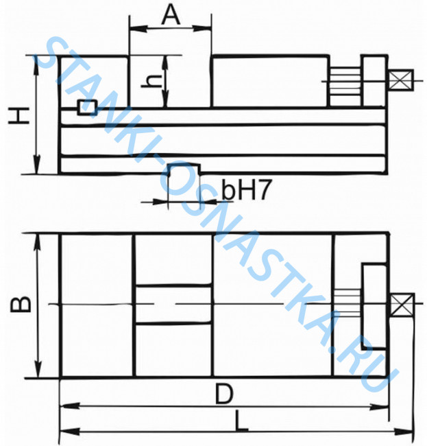 Тиски станочные неповоротные 7200-0203-13 (80мм) чугун, Бар.