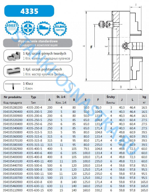 Патрон токарный 4-х кулачковый 4335-500-15 Bison-bial Польша Патрон токарный 4-х кулачковый 4335-500-15 Bison-bial Польша